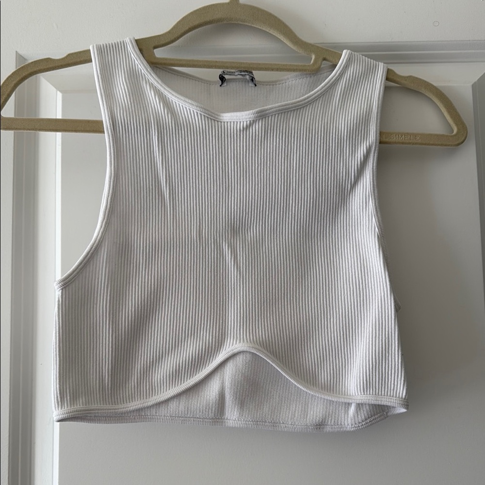 White Ribbed Women's Crop Top